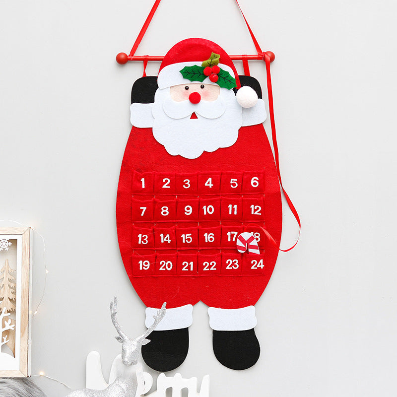 Felt Christmas Countdown Calendar With 24 Santa Pockets