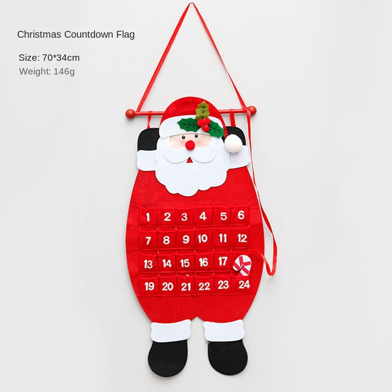 Felt Christmas Countdown Calendar With 24 Santa Pockets