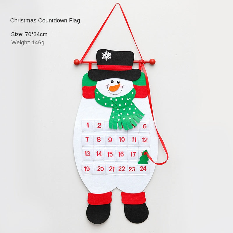 Felt Christmas Countdown Calendar With 24 Santa Pockets