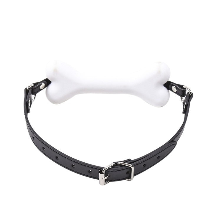 Bone-Shaped Leather Mouth Gag for Consensual Roleplay