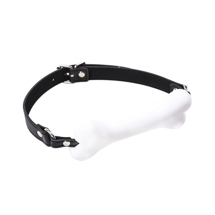 Bone-Shaped Leather Mouth Gag for Consensual Roleplay