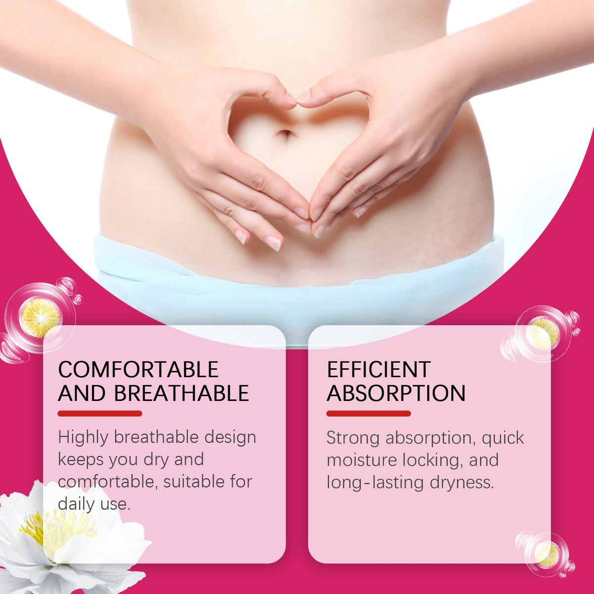 Thin Breathable Sanitary Pads with Botanical Extracts