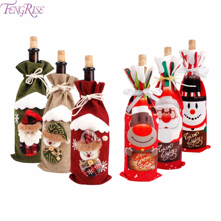 Christmas Wine Bottle Cover for Festive Gift Decor