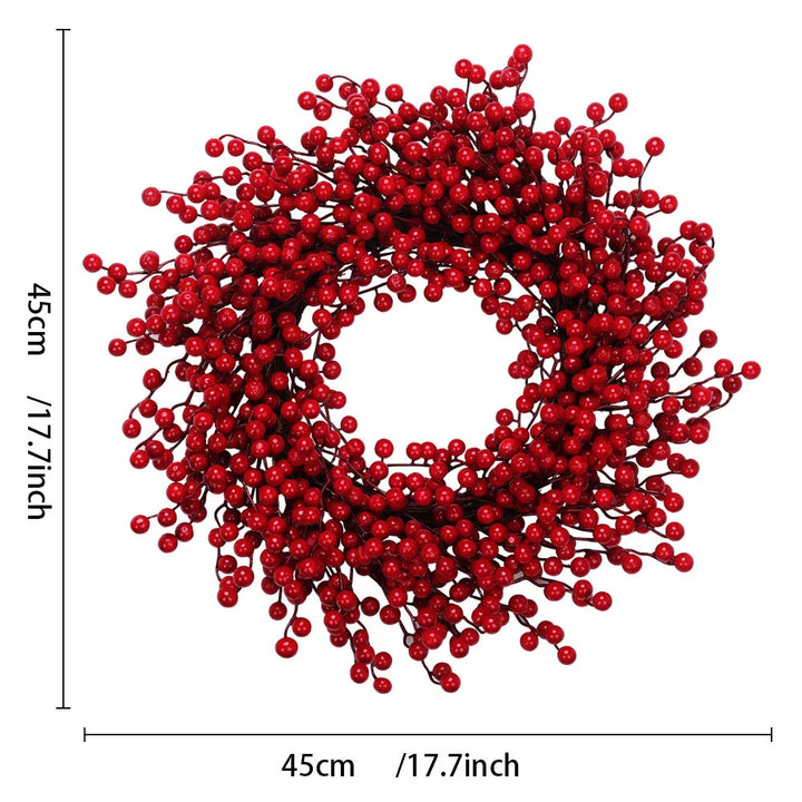 Red Berry Wreath, 45cm Festive Holiday Door Decor