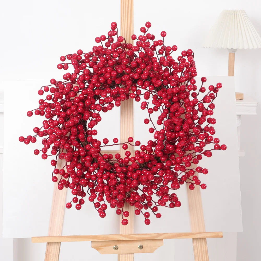 Red Berry Wreath, 45cm Festive Holiday Door Decor