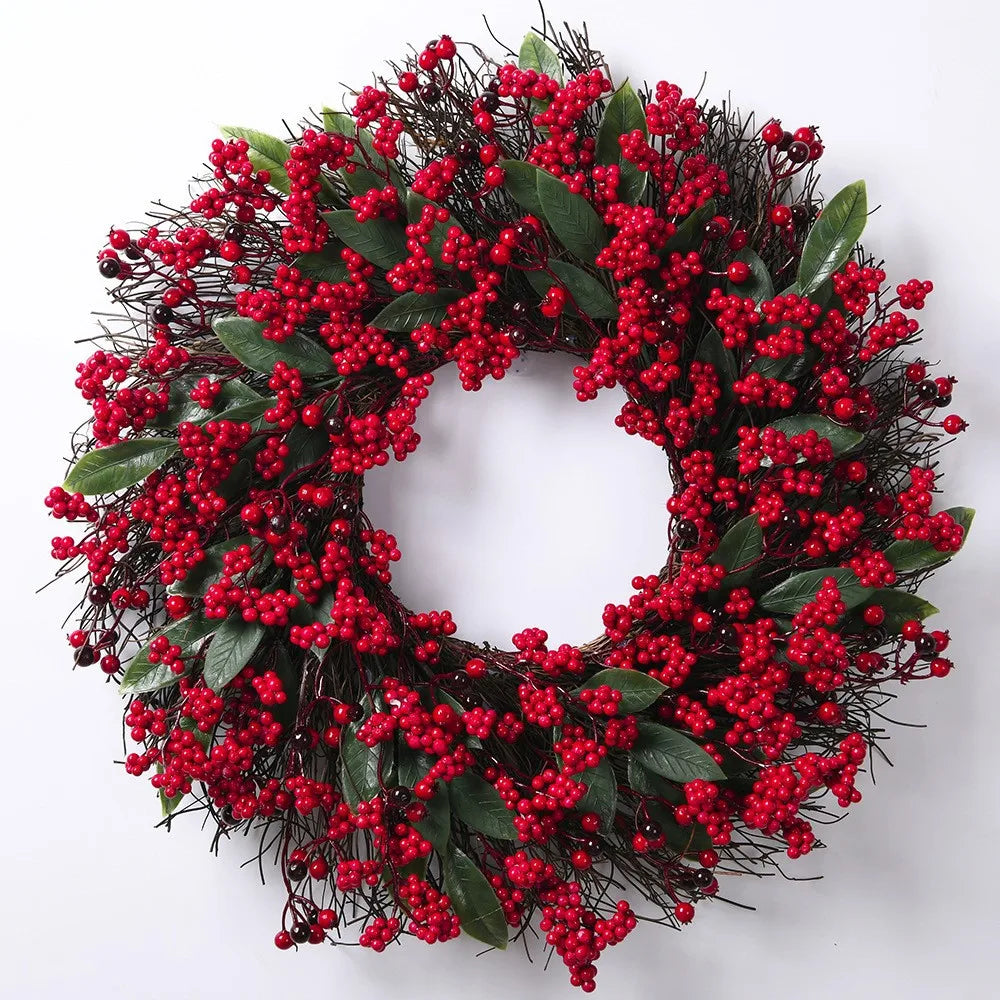 Red Berry Wreath, 45cm Festive Holiday Door Decor