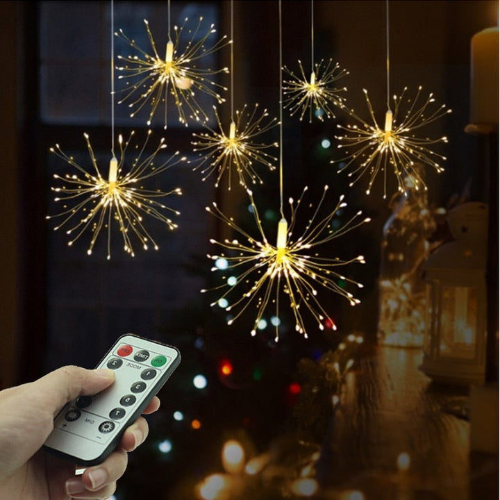 Copper Starburst Fairy Lights for Festive Window Decor
