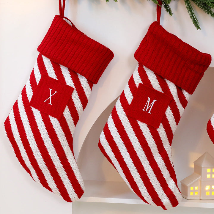 Christmas Stockings with Large Letters, Red & White