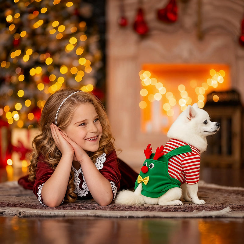 Christmas Reindeer Dog Costume for Holiday Family Photos