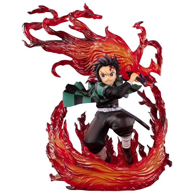 Tanjiro Anime Figure With Translucent Flame Display