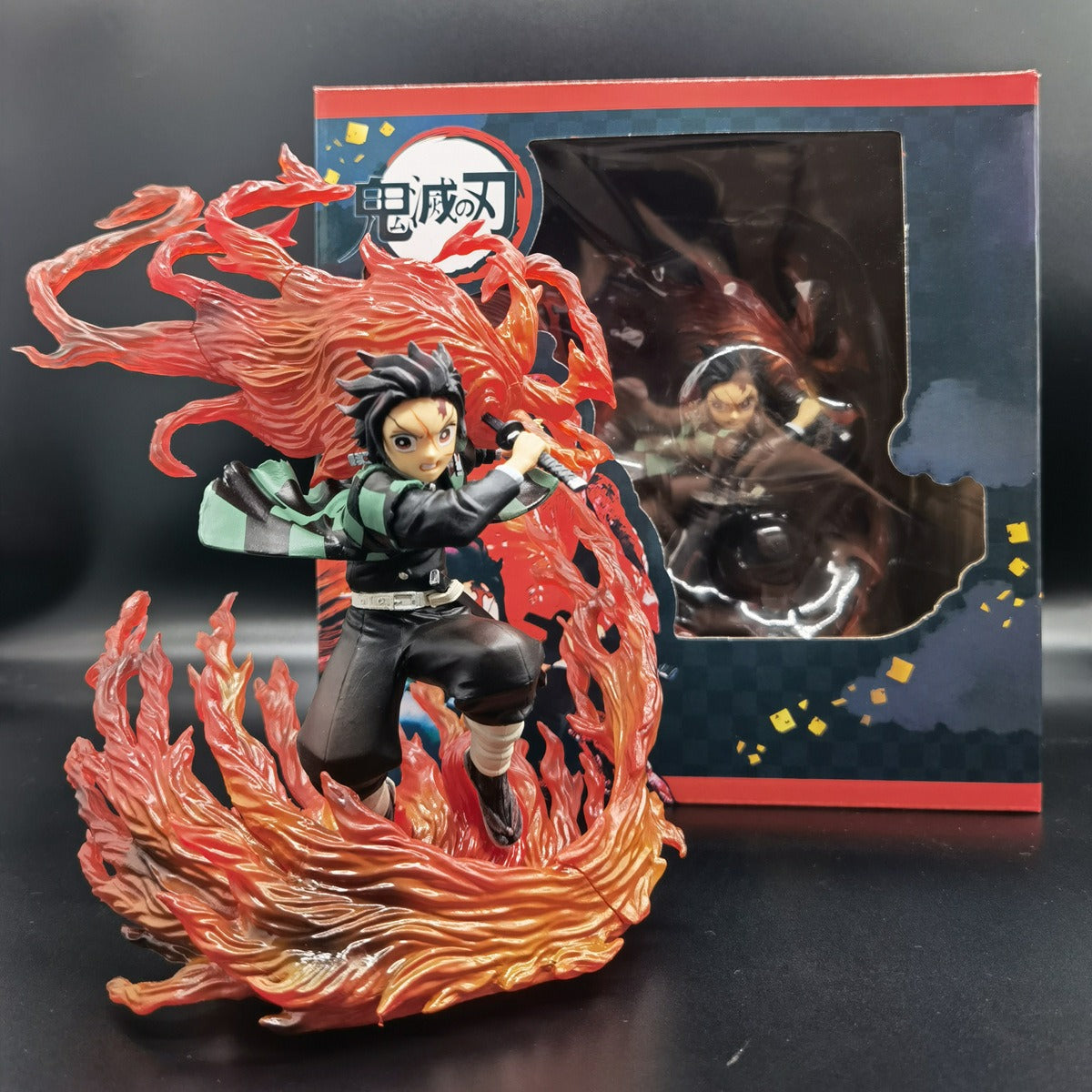 Tanjiro Anime Figure With Translucent Flame Display