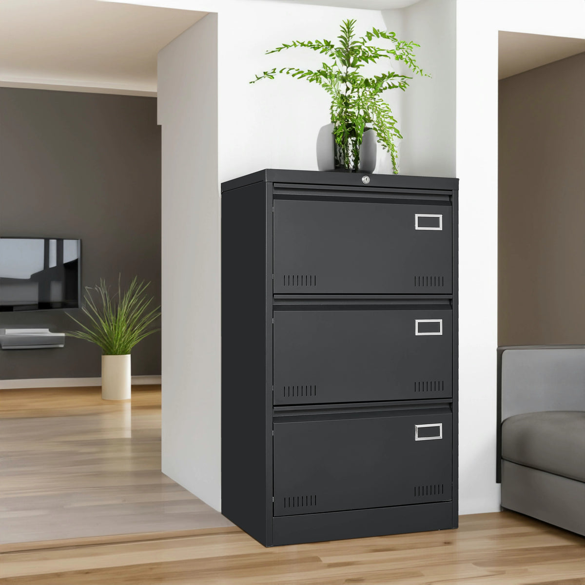 Lateral File Cabinet, 3 Drawer Locking Metal for Office