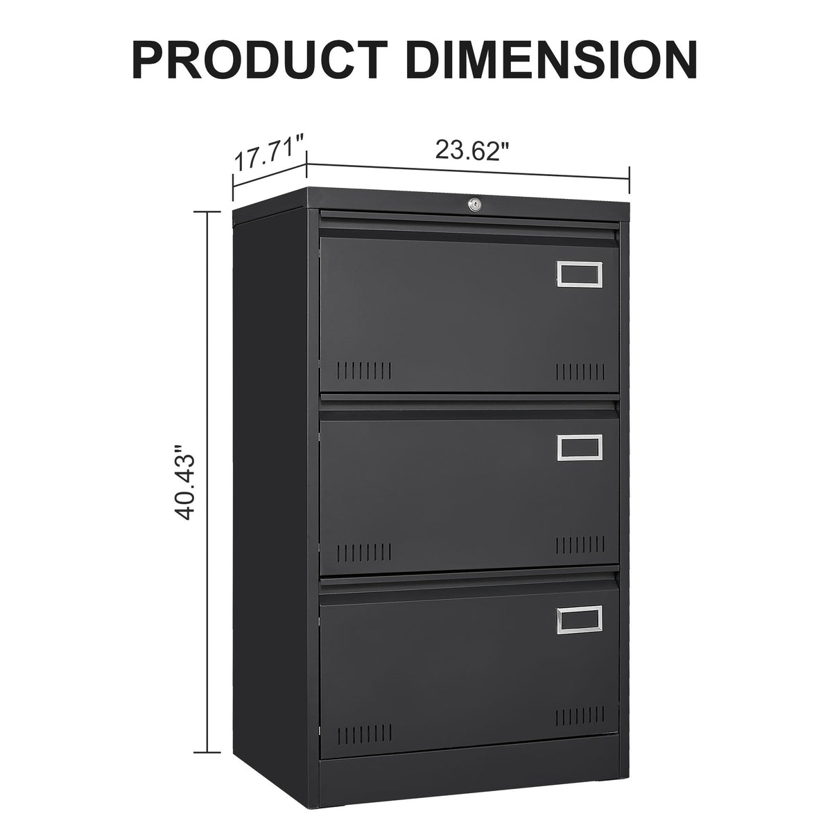 Lateral File Cabinet, 3 Drawer Locking Metal for Office