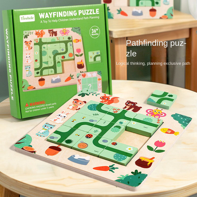 Wooden Route Planning Puzzle for Kids Ages 3