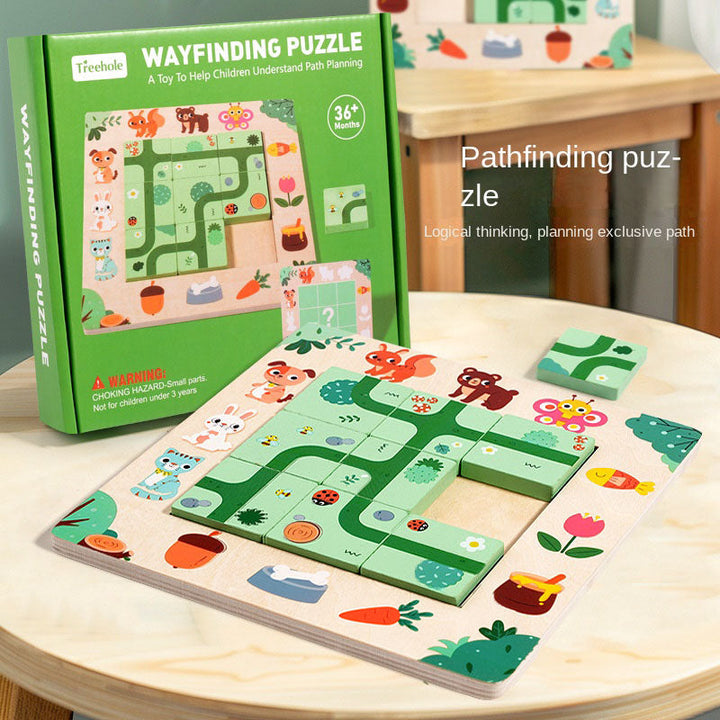 Wooden Route Planning Puzzle for Kids Ages 3