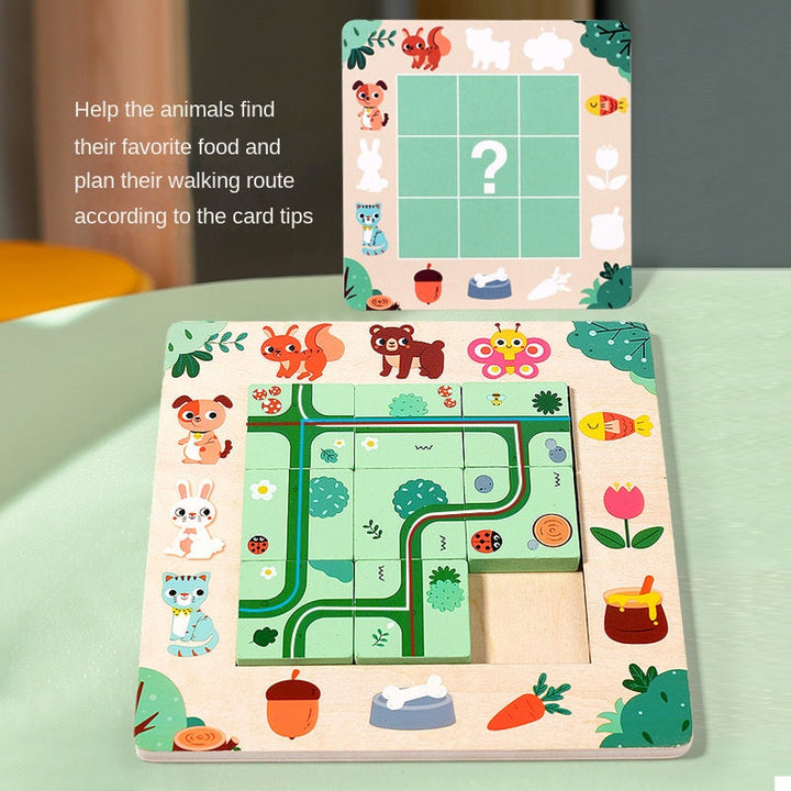 Wooden Route Planning Puzzle for Kids Ages 3