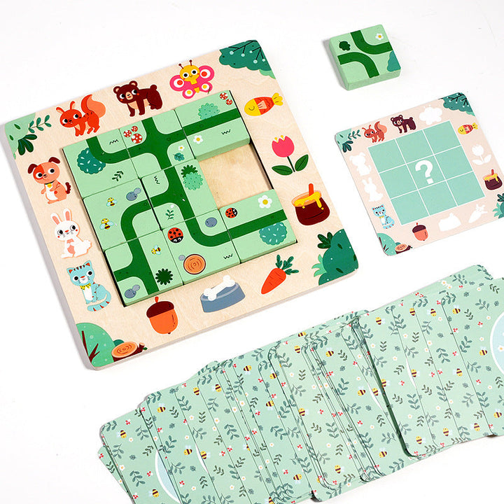 Wooden Route Planning Puzzle for Kids Ages 3