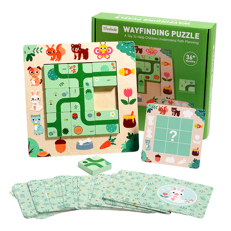 Wooden Route Planning Puzzle for Kids Ages 3