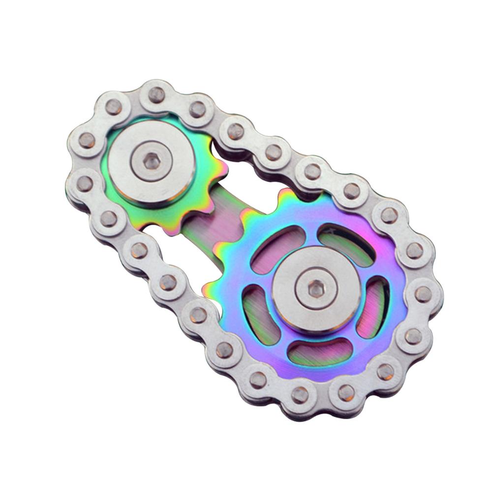 Metal Gyro Fidget Spinner with Mechanical Chain Detail