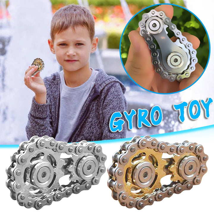 Metal Gyro Fidget Spinner with Mechanical Chain Detail