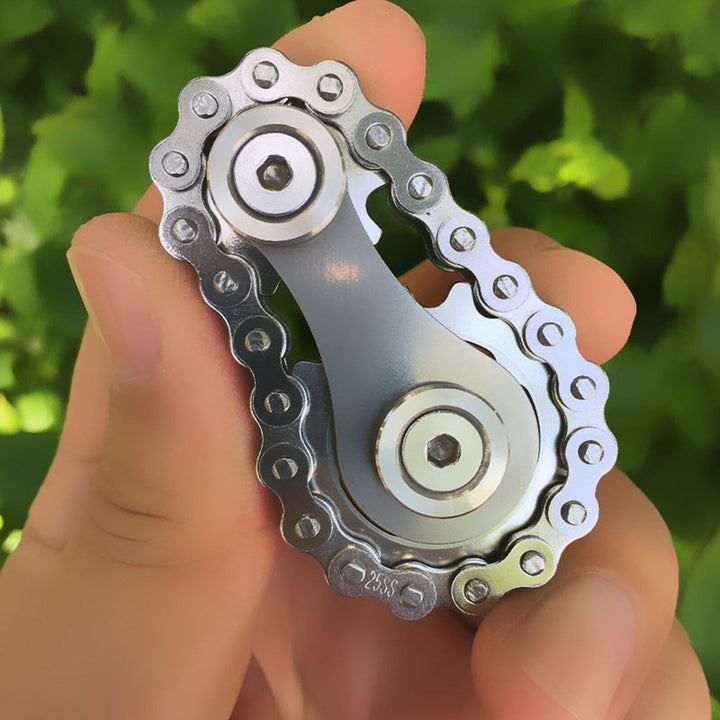 Metal Gyro Fidget Spinner with Mechanical Chain Detail