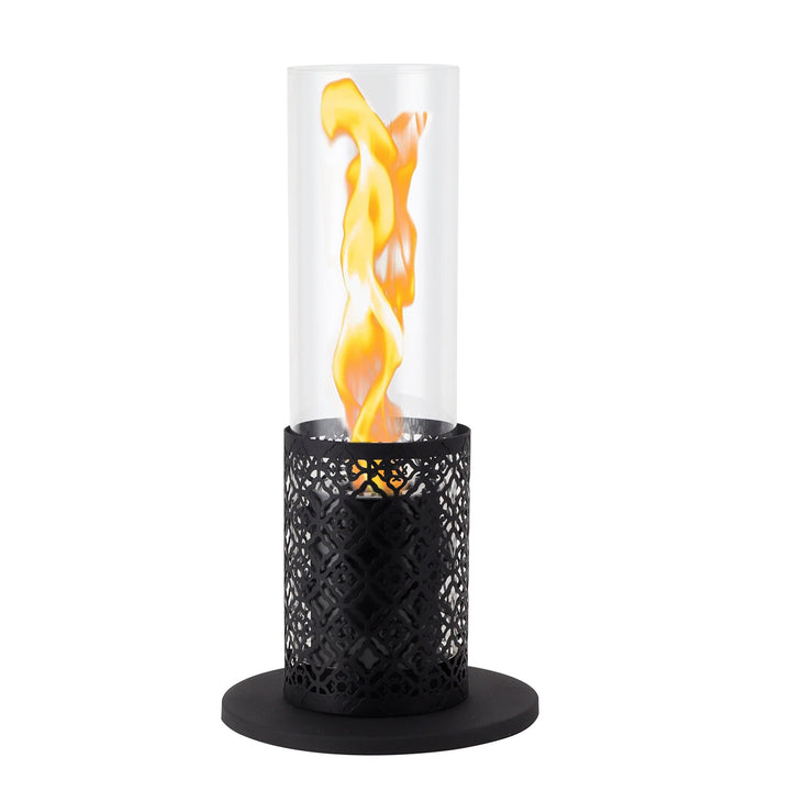 Tabletop Fire Lamp with Glass Chimney and Flame Glow