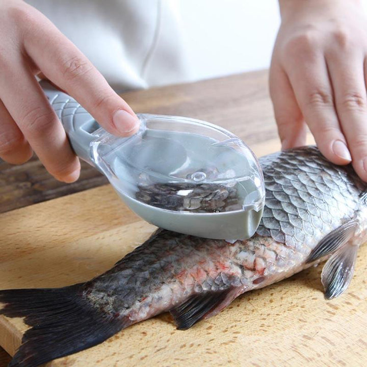 Fish Scale Remover Brush with Catch Lid for Kitchen