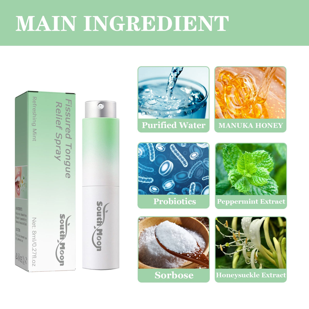 Fissured Tongue Relief Spray for Daily Fresh Breath
