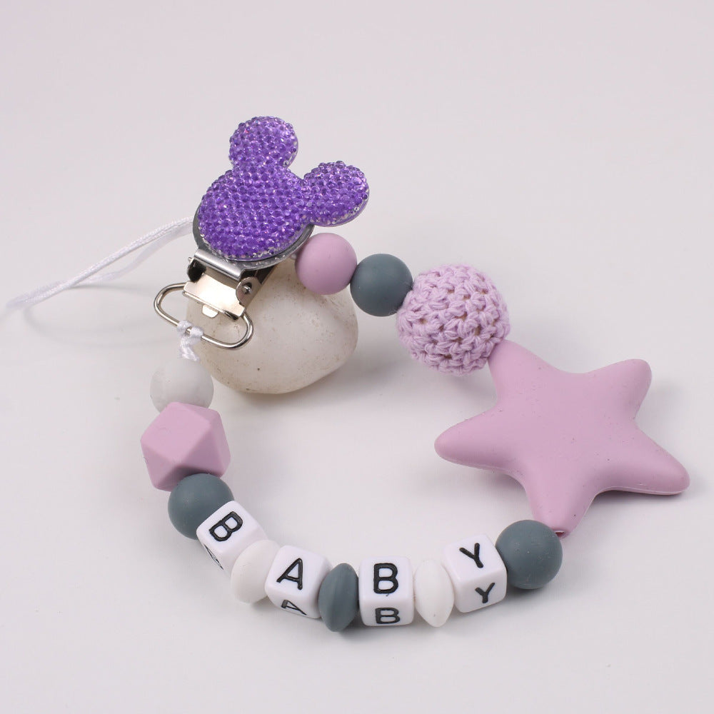 Silicone Pacifier Clip & Star Teether Chain for Baby