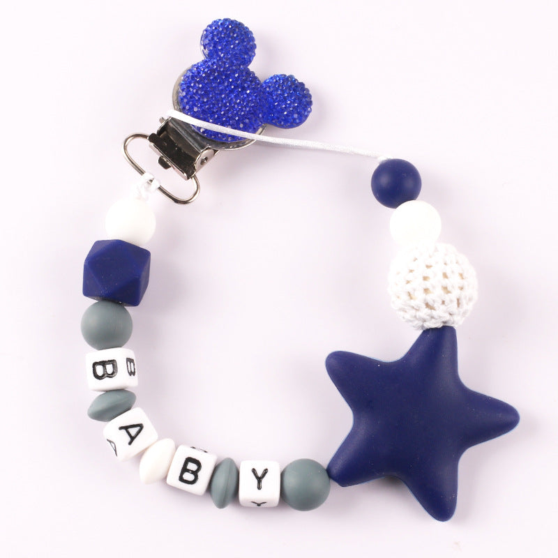 Silicone Pacifier Clip & Star Teether Chain for Baby