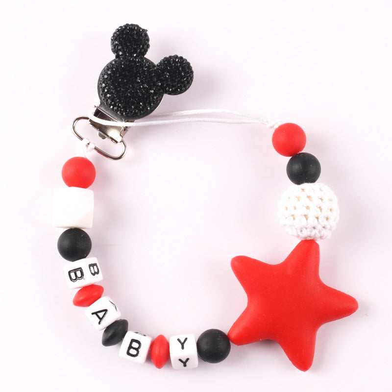 Silicone Pacifier Clip & Star Teether Chain for Baby