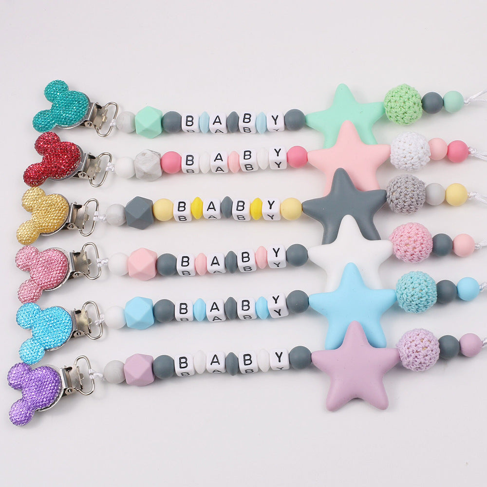 Silicone Pacifier Clip & Star Teether Chain for Baby