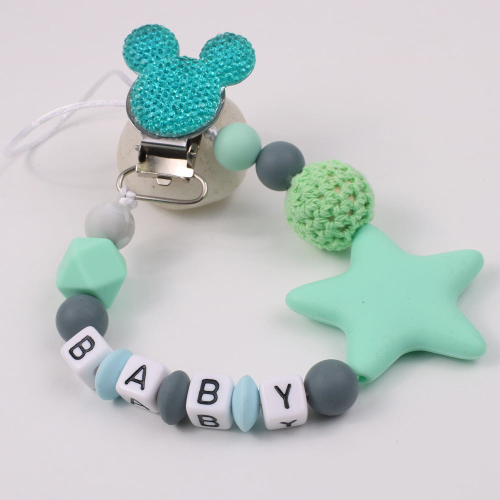 Silicone Pacifier Clip & Star Teether Chain for Baby