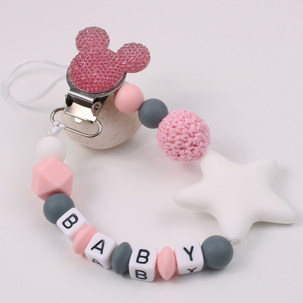 Silicone Pacifier Clip & Star Teether Chain for Baby