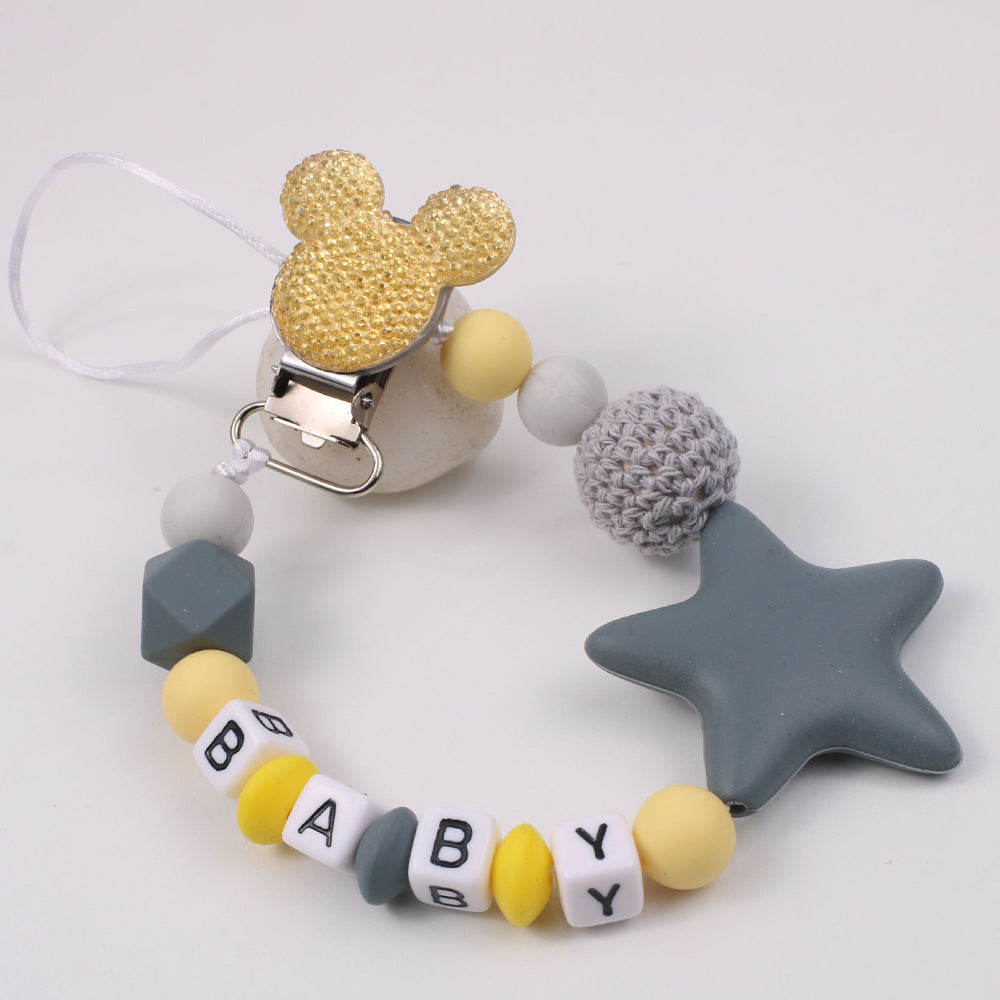 Silicone Pacifier Clip & Star Teether Chain for Baby