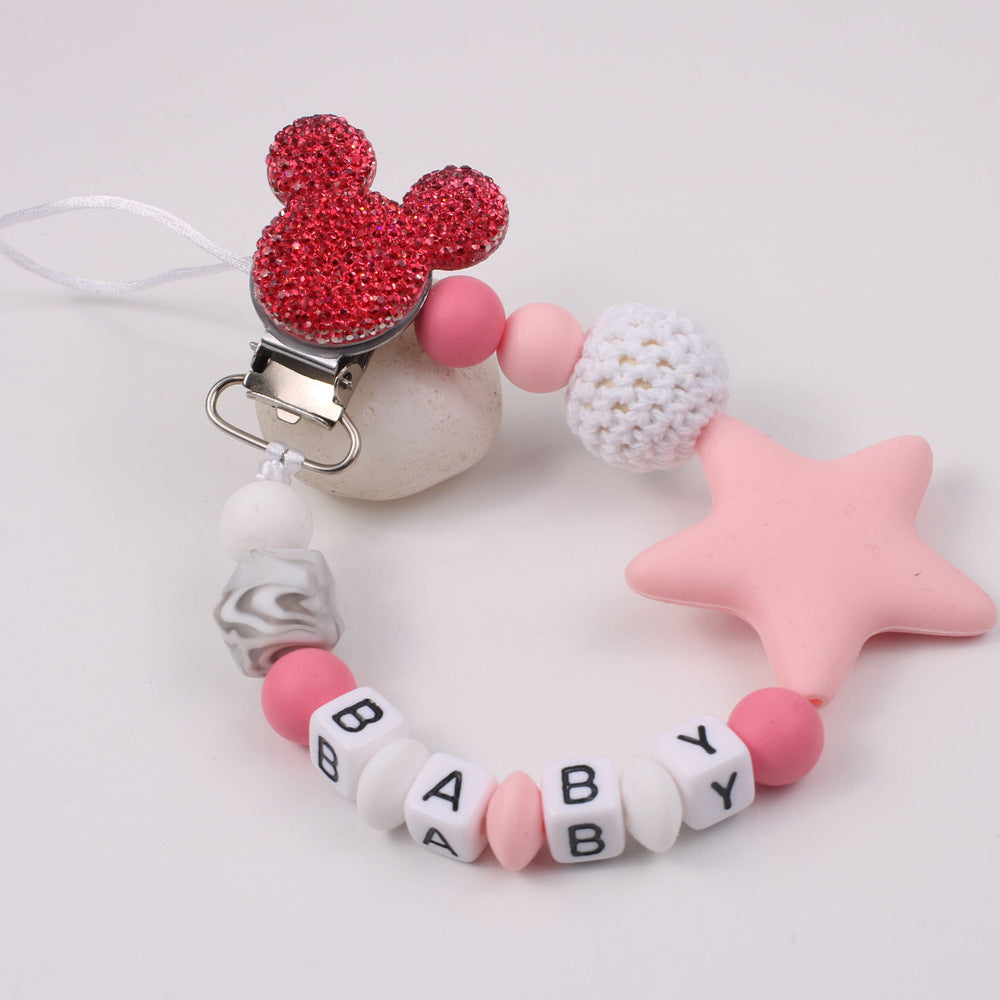 Silicone Pacifier Clip & Star Teether Chain for Baby