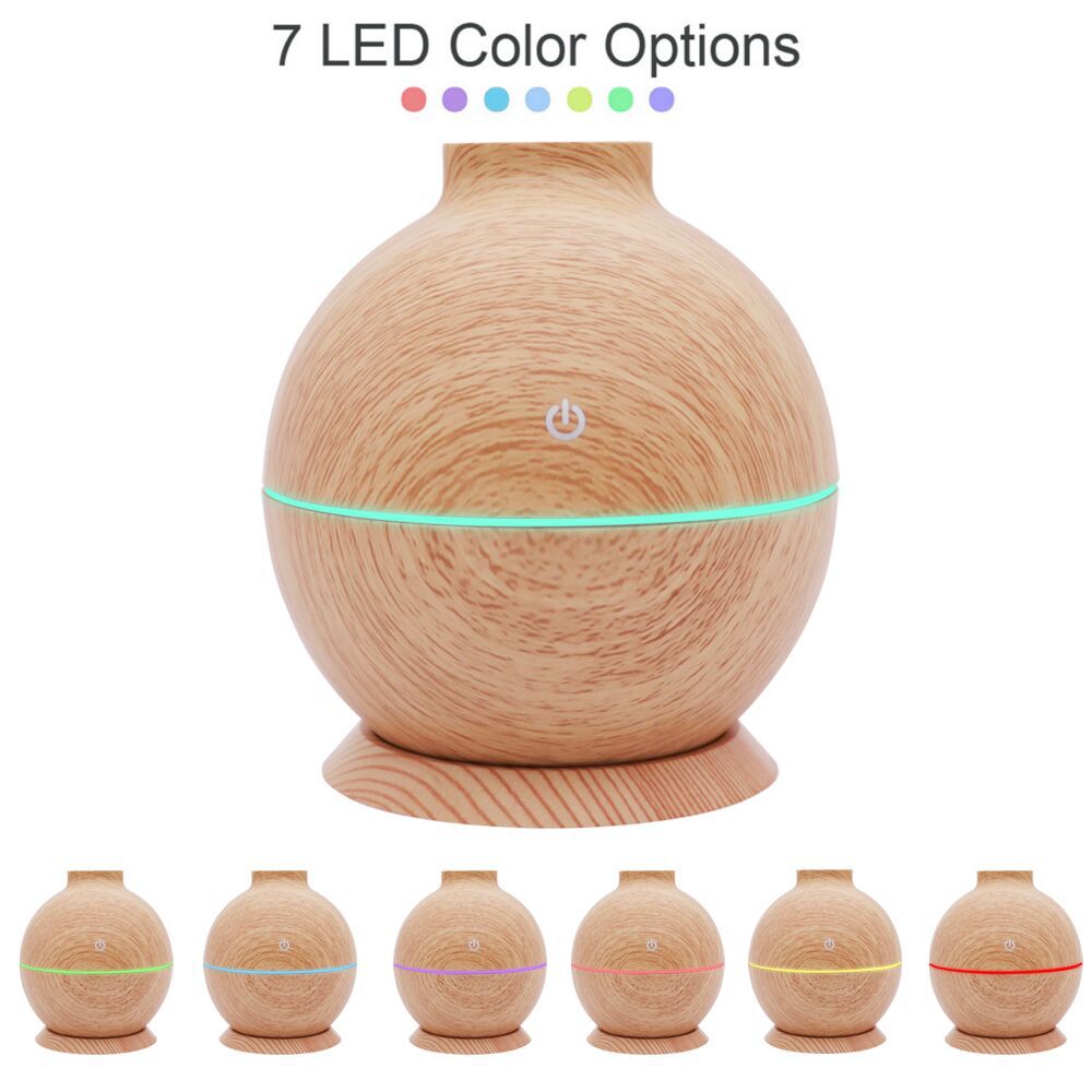 Wood Grain Desktop Humidifier with Ambient LED Light