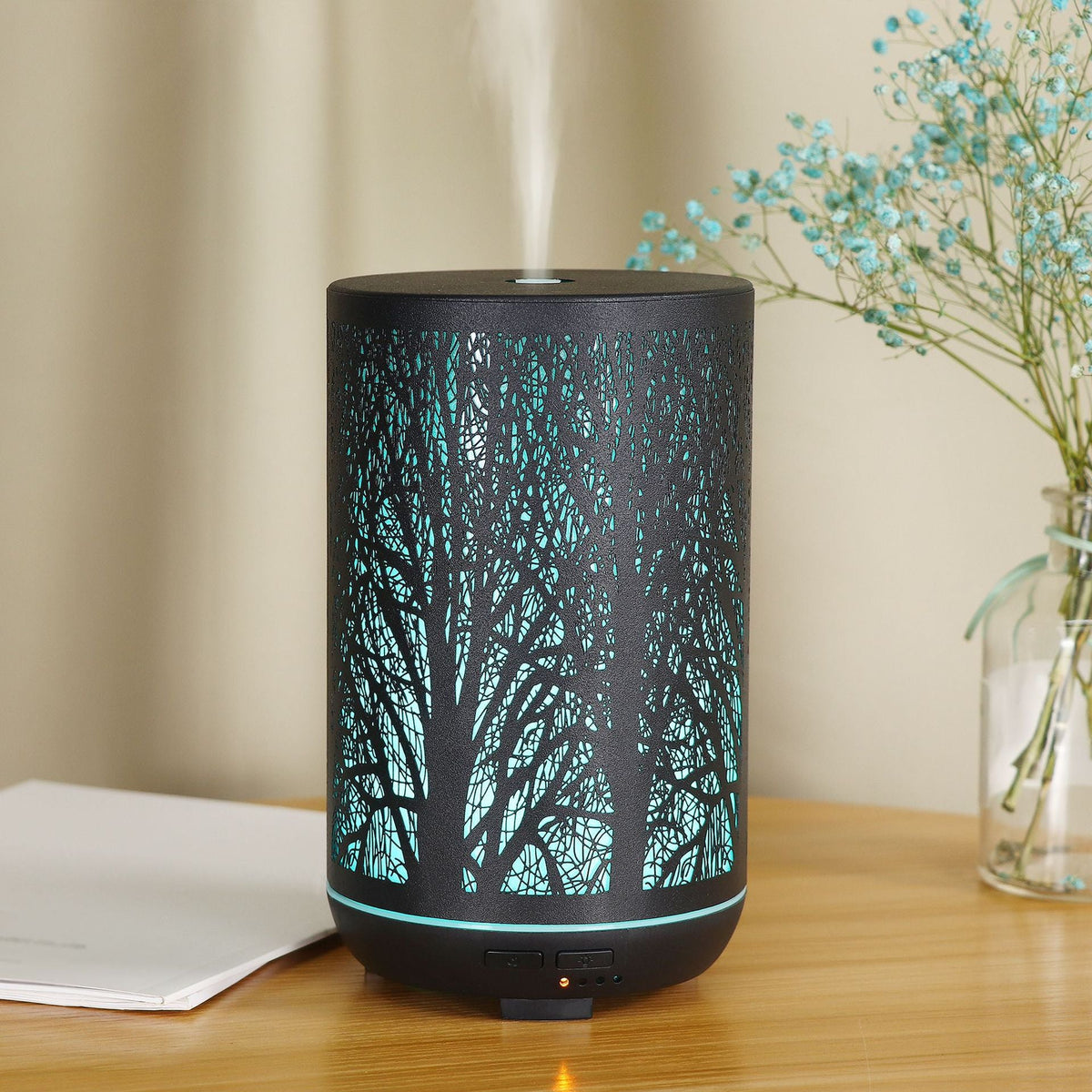 Forest Silhouette Aroma Diffuser with 7-Color LED Light