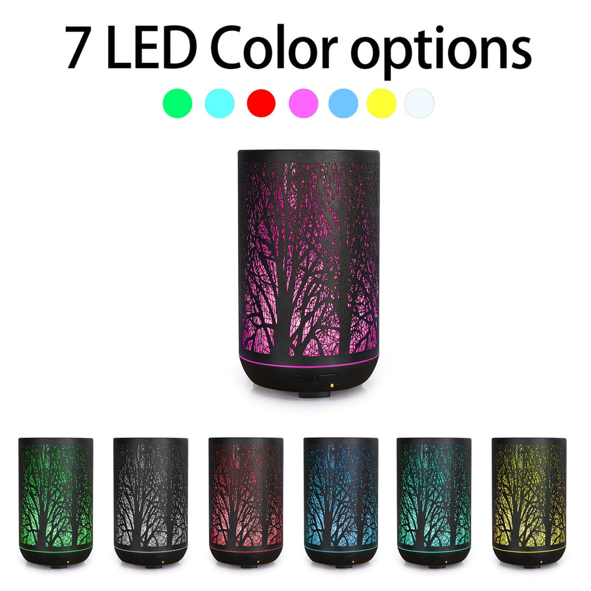 Forest Silhouette Aroma Diffuser with 7-Color LED Light