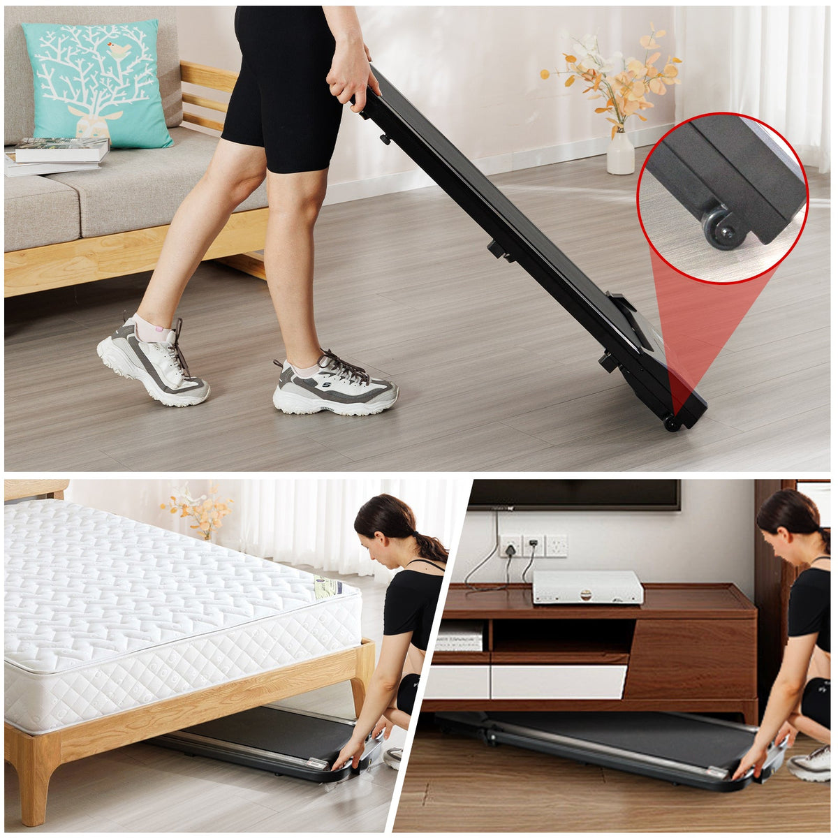 Under-Desk Walking Pad with Handrail for Home Office