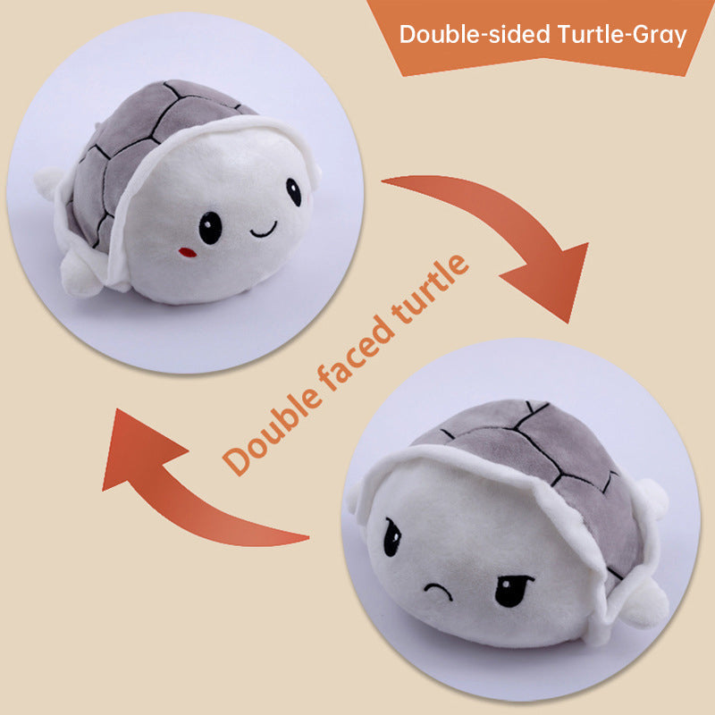 Reversible Turtle Plush Toy for Two Cute Mood Swings