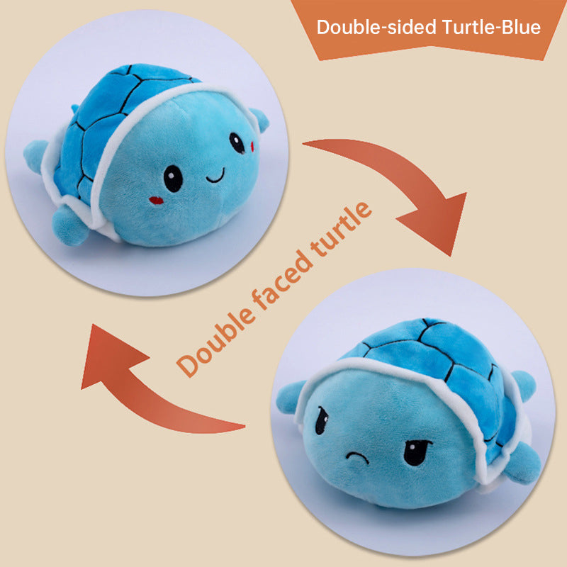 Reversible Turtle Plush Toy for Two Cute Mood Swings