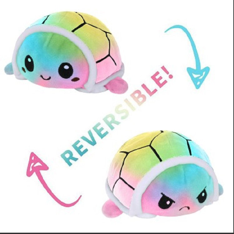 Reversible Turtle Plush Toy for Two Cute Mood Swings