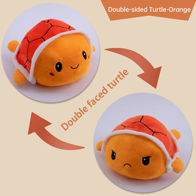 Reversible Turtle Plush Toy for Two Cute Mood Swings