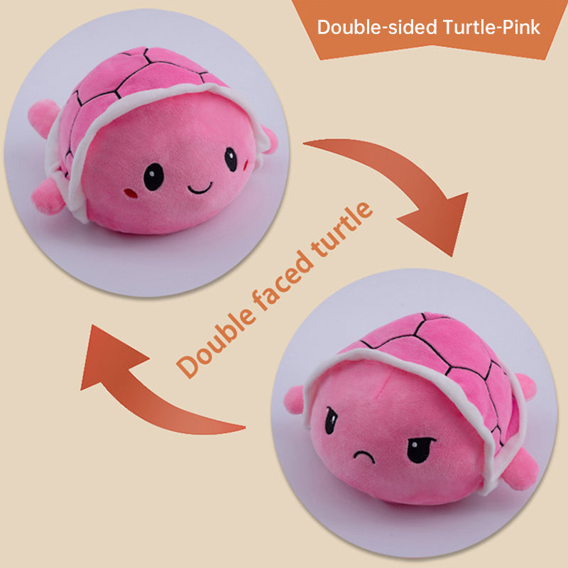 Reversible Turtle Plush Toy for Two Cute Mood Swings
