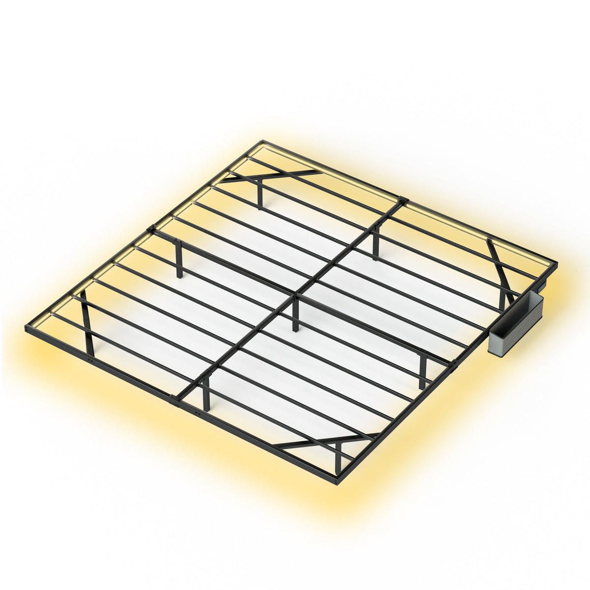 King Floating Bed Frame with LED Lights and Charging