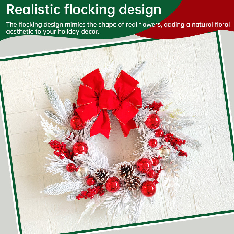 Flocked Christmas Wreath for Snowy Holiday Entryways