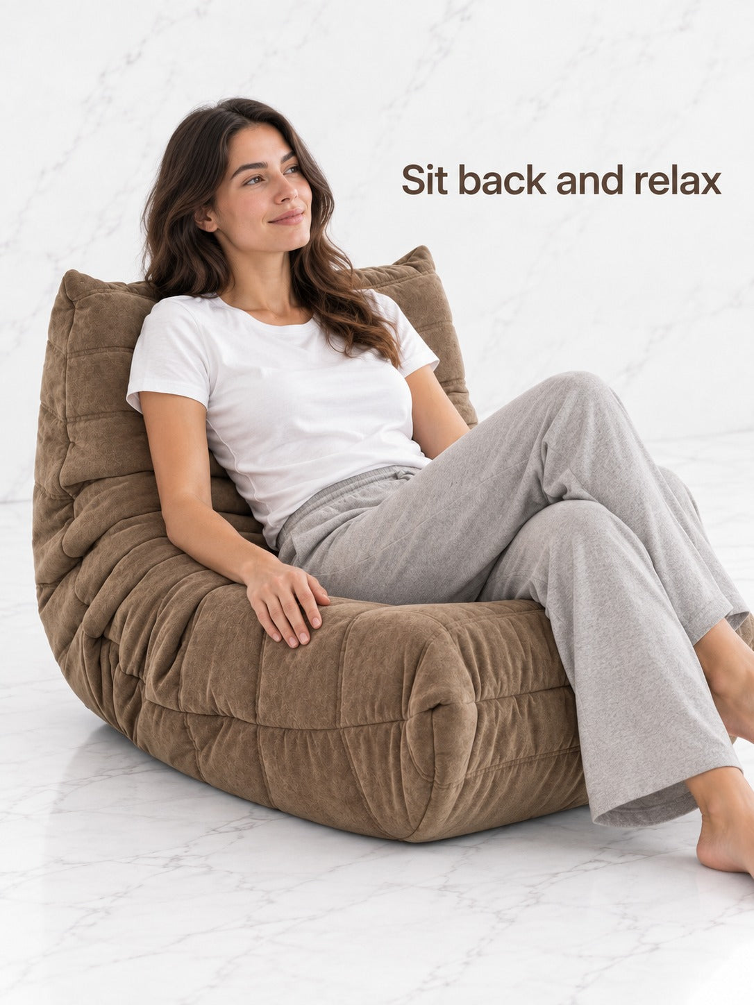 Floor Lounger Bean Bag Chair with Memory Foam Comfort