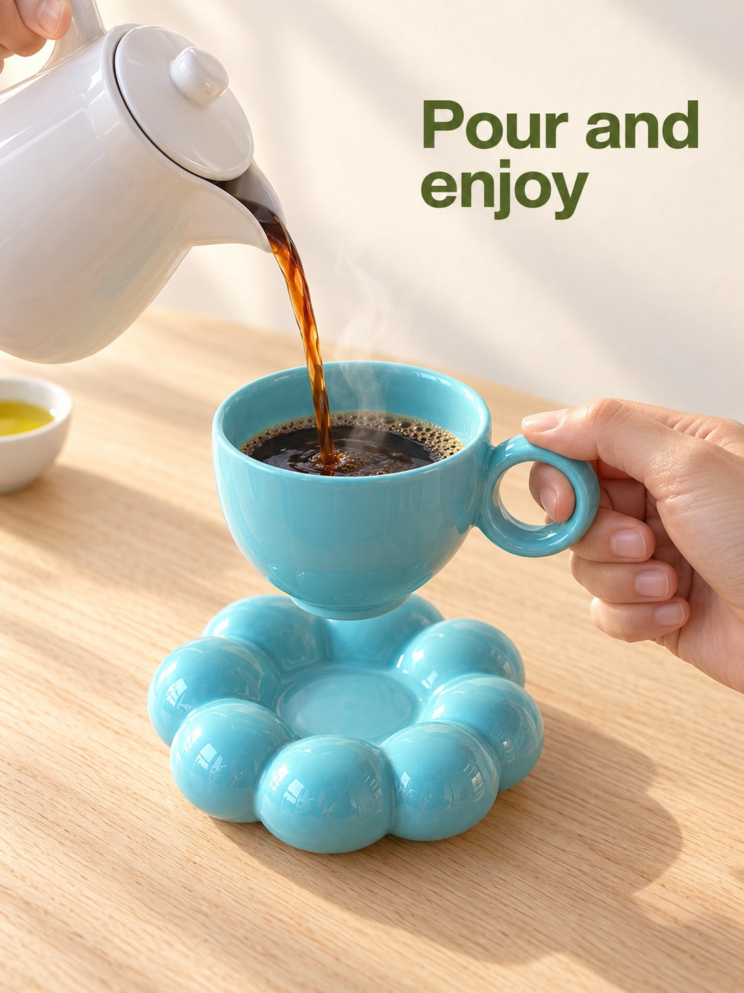 Flower Coffee Cup and Saucer Set, Ceramic Gift Box