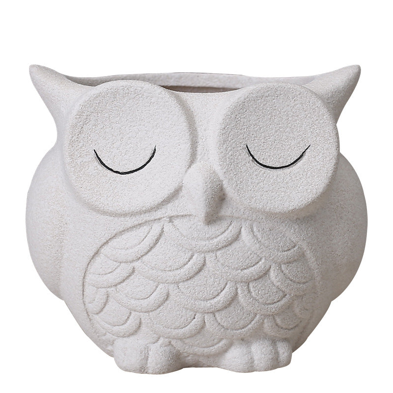 Ceramic Owl Planter for Small Indoor Plants & Succulents